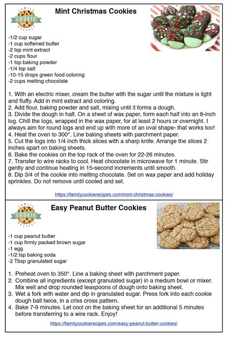 Printable Cookie Recipes